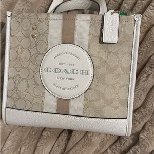 Coach Dempsey Beige and Cream Tote
